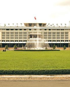 Historic Reunification Palace in Ho Chi Minh City, Vietnam, showcasing French colonial architecture