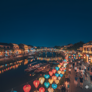 Colorful lanterns at Hoi An Lantern Village, Da Nang, Vietnam, showcasing traditional Vietnamese craftsmanship
